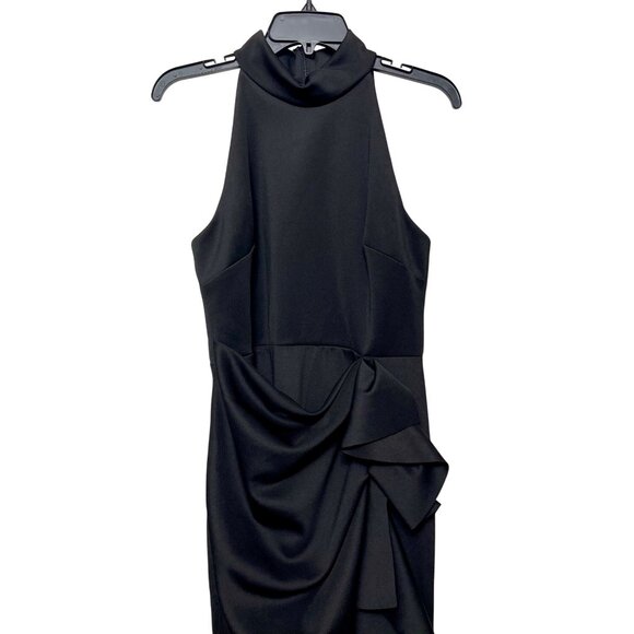 New Xscape Womens Black Halter Ruffle Gown Floor-Length Size 10P - Picture 7 of 13